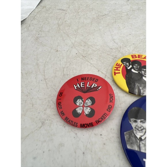 VTG The Beatles Pins Lot Of 7 Pins 1960’s I Needed Help Band Pins - Picture 10 of 12